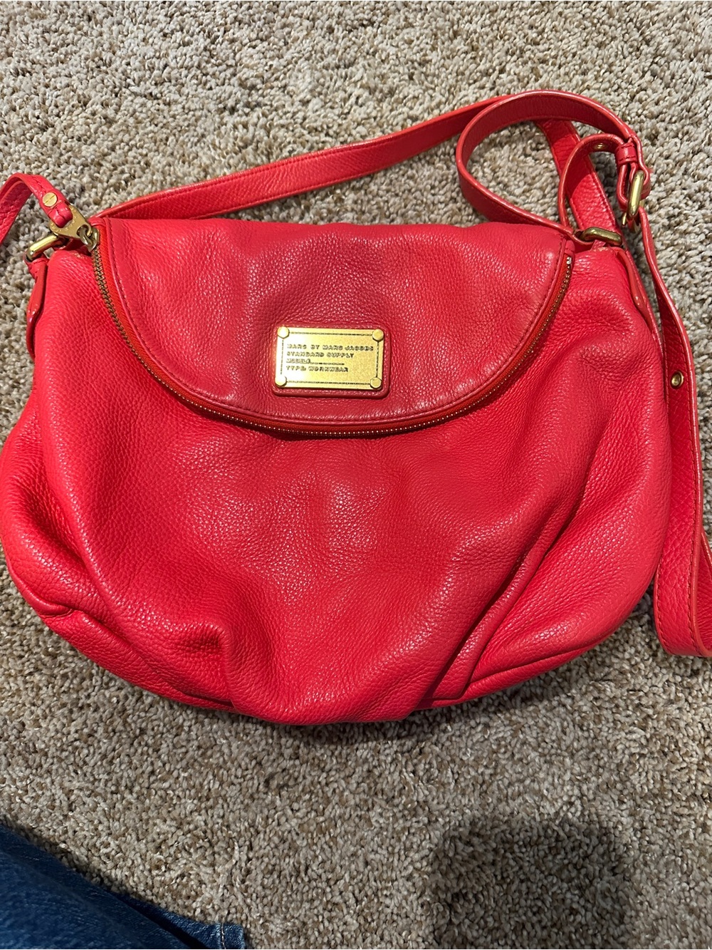 Marc by Marc Jacobs Bright Red Pebbled Leather Shoulder Bag
